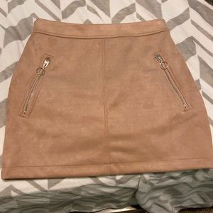 Tan pencil mini skirt